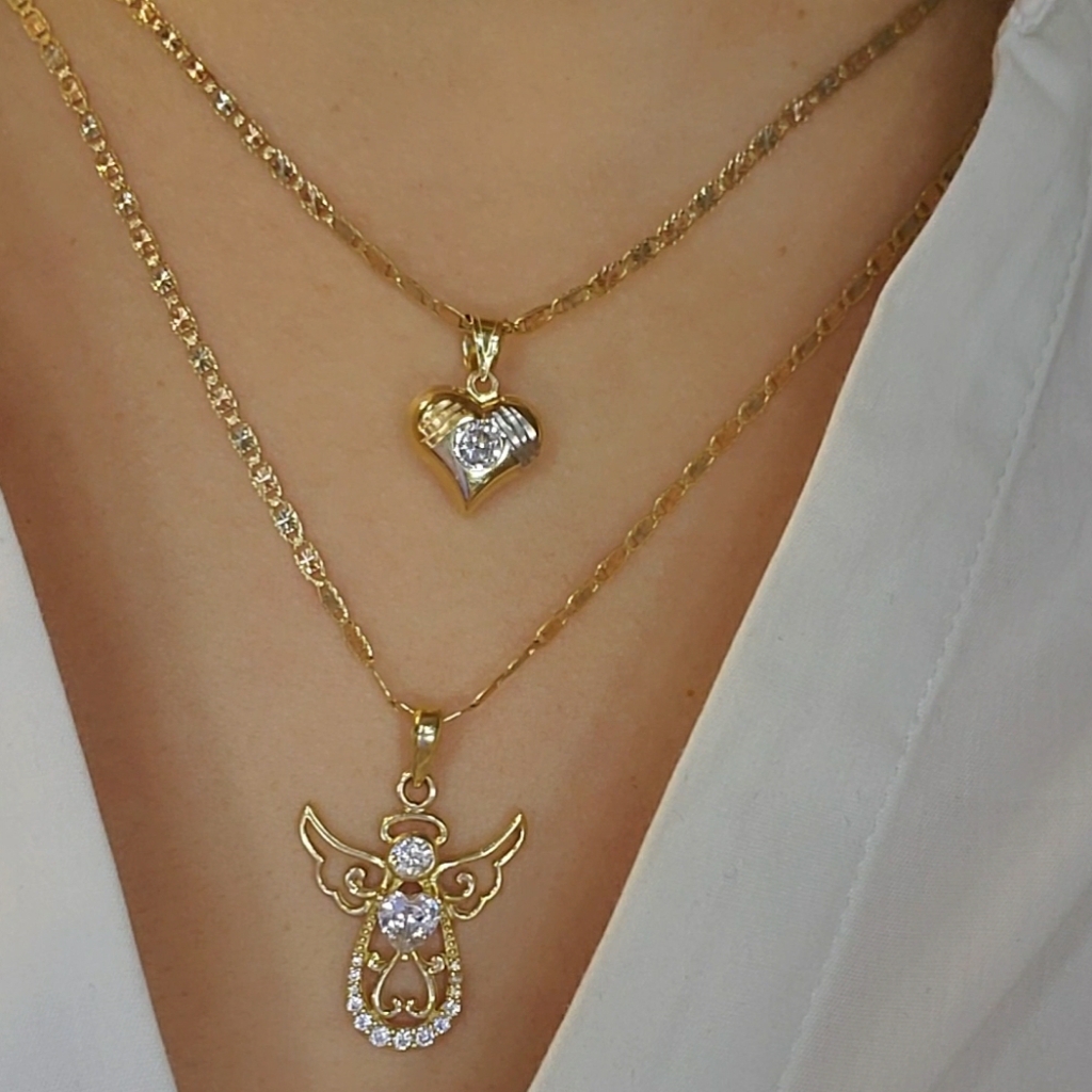 Angel 14kt Solid Gold  Pendant Cz